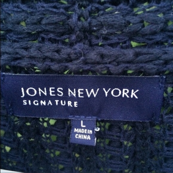 JONES NY Navy Chunky Knit Belt Wrap Sweater large - Picture 4 of 4